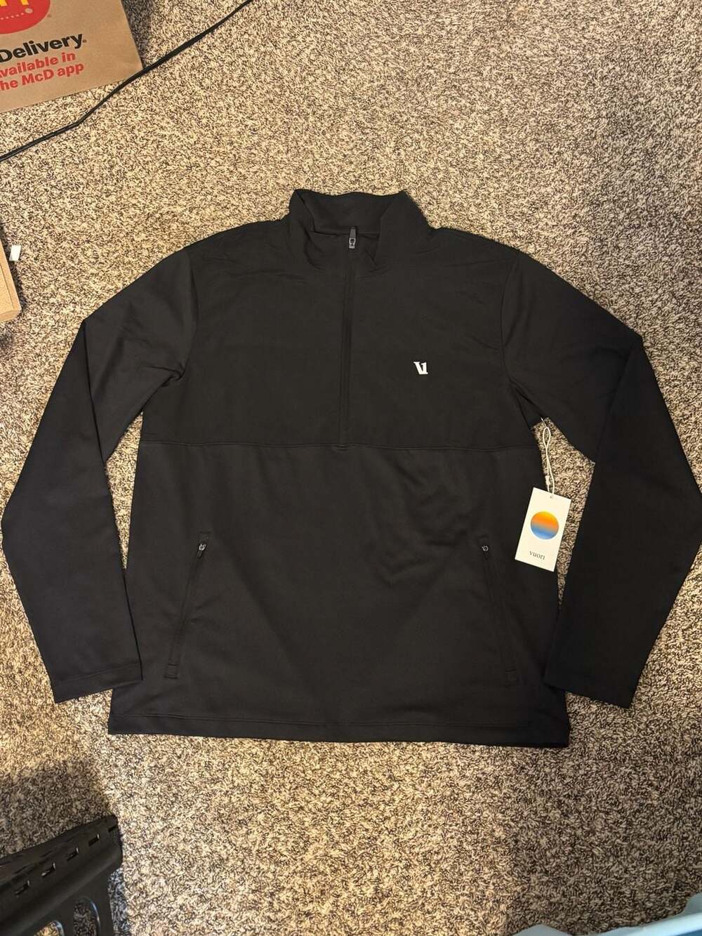 Vuori Men's Sunday Element 1/2 Zip Black Pullover
